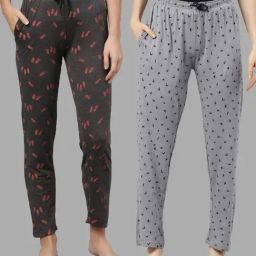 Kryptic Grey & Dark Grey Printed Pyjamas - Pack of 2-image-52
