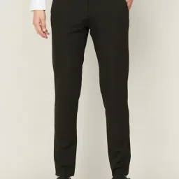Code by Lifestyle Dark Green Regular Fit Flat Front Trousers-18