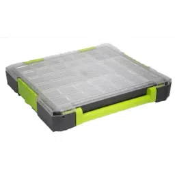 RS PRO 21 Cell Transparent, Grey, Green PP Compartment Box, 425mm x 375mm x 70mm Model No 7674973-18