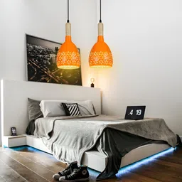 GAUVIK Orange Textured Aluminium Ceiling Lamp-image-48