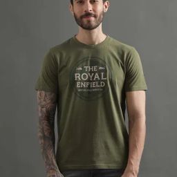 Royal Enfield Crusader Olive Regular Fit Printed Crew T-Shirt-image-25