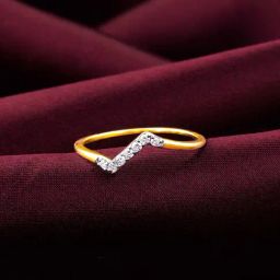 GIVA 14K Yellow Gold Angled Waves Diamond Ring,Fixed Size,Indian - 12, US - 6 for Women-image-65