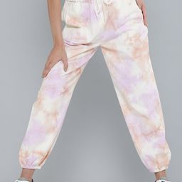 SASSAFRAS Women Peach-Coloured & Purple Pure Cotton Dyed Joggers-image-52