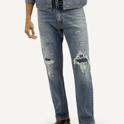Levi's 555 Blue Cotton Relaxed Fit Distressed Jeans-picture-36