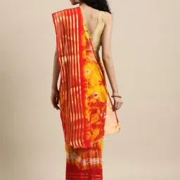 Geroo Jaipur Red & Yellow Printed Saree With Unstitched Blouse image 2