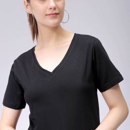 Freehand by The Indian Garage Co Women V-Neck Pockets T-shirt-picture-21