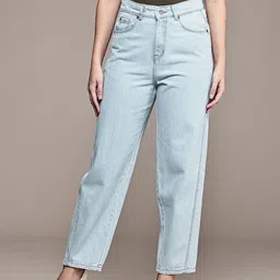 French Connection Women Pure Cotton Mom Fit High-Rise Jeans-image-77