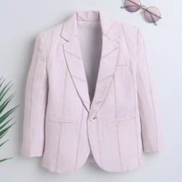 Ministitch Boys Baby Pink Cotton Self Blazer-image-82