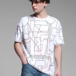 Jack & Jones White Cotton Loose fit Printed T-Shirts-image-56