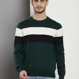 Tommy Hilfiger Green Cotton Regular Fit Colorblock Sweatshirt-image-95