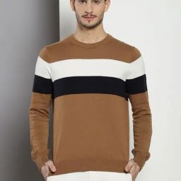 Tommy Hilfiger Brown Cotton Regular Fit Colorblock Sweatshirt-30