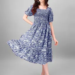 Jash Creation Floral Print Applique Fit & Flare Maxi Dress-picture-3