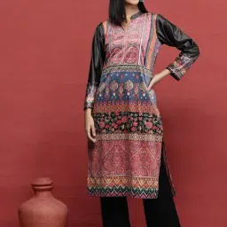 Ahalyaa Multi Velvet Regular Fit Printed Kurta-picture-19
