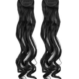 Stasia Street Clip-In Curly Natural Black Side Patches (2pcs Set) - 20 Inches-image-1