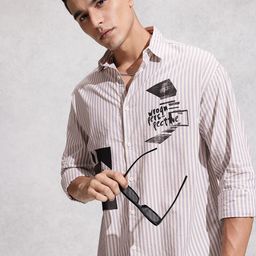 WROGN Striped Pure Cotton Casual Shirt-image-90