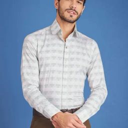 Louis Stitch White And Green Cotton Regular Fit Printed Shirt-image-103