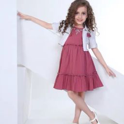 Peppermint Kids Pink & White Textured Dress-image-10