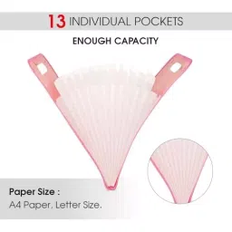 POLEN Vertical Fullscape Expanding File Folder With 13 Chain Pocket Polypropylene Pink image 3