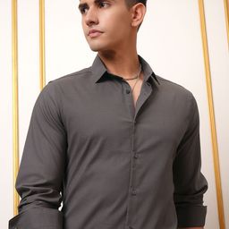 URBANICE Men Classic Slim Fit Solid Spread Collar Cotton Formal Shirt-image-20