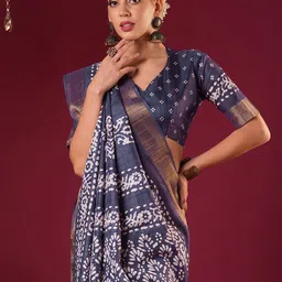 Anouk women floral Zari Pure Cotton Silk Blend Chanderi saree-image-31