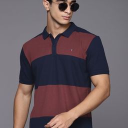 Louis Philippe Jeans Colourblocked Polo Collar Slim Fit T-shirt-image-4