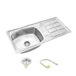 LIPKA 45x20x9 inch Glossy Finish Stainless Steel Single Bowl Kitchen Sink with Drain Board, RBSD06-picture-30