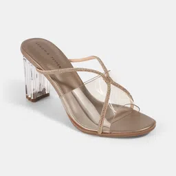 LEMON & PEPPER Women Transparent Embellished PU Party Block Heel Sandals-image-59