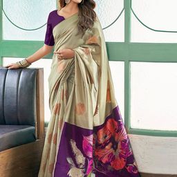 DIVASTRI Floral Zari Silk Blend Banarasi Saree-picture-58