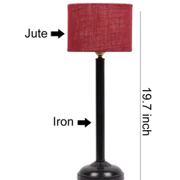 Devansh Red & Black Solid Traditional Buffet Table Lamp with Shade image 3
