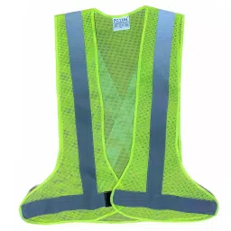 Payuh 3 Side Open V-Neck Hook Closer PVC 50 mm (2 inch) Reflective Polyester Safety Vest Green Free Size (Pack of 10)-19