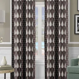 Cortina Brown & White 2 Pieces Ethnic Motifs Printed Long Door Curtains-image-4