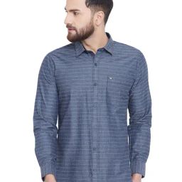 Duke Blue Full Sleeves Regular Fit Cotton Shirt-image-23
