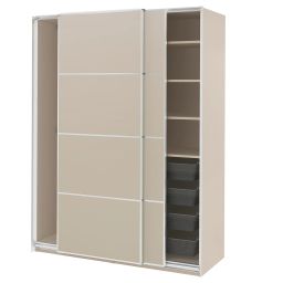 ikea pax / mehamn Wardrobe combination, grey-beige/double sided grey-beige, 150x66x201 cm-picture-46