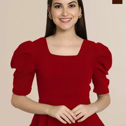 Mast & Harbour Women Pack of 2 Solid Square Neck Peplum Top-image-31