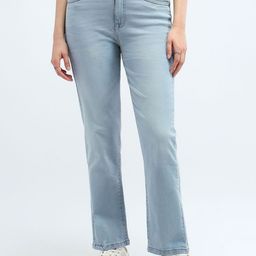 Flying Machine Women Straight Fit High-Rise Cotton Light Fade Stretchable Jeans-image-80