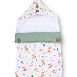 Haus & Kinder Baby Muslin Carrier Nest cum Sleeping Bag Whimsical Woodland - Green-image-1