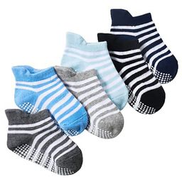 Momisy Ankle Length Non Slip Socks Multicolour 6 Pairs Striped - Multicolour-image-3