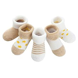 MOMISY Cotton Ankle Length Socks Pack of 5 - Cream-picture-22
