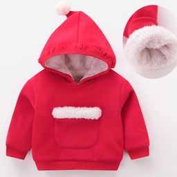 Kookie Kids Full Sleeves Solid Hoodie with Front Pocket - Red-image-55