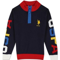 US Polo Assn Knitted Full Sleeves Sweater with Text Design - Dark Blue-image-29