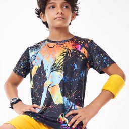 Pine Active Half Sleeves T-Shirt  Football Theme Print - Black-image-89