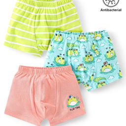 Babyhug 100% Cotton Antibacterial Trunk Stripes & Frog Print Pack Of 3 - Pink Blue & Green-image-37