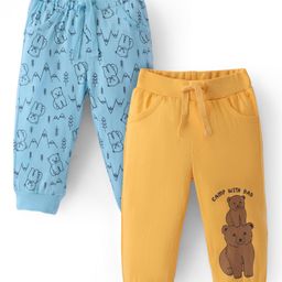 Doodle Poodle Single Jersey Knit Full Length Lounge Pants Bear Print Pack of 2 - Blue & Yellow-image-89