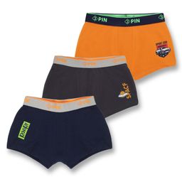 3PIN Pack Of 3 Cotton Elastane Space & Car Racing Theme Printed Trunks - Orange Black & Brown-image-58