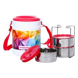 VARMORA Orbit Stainless Steel Lunch Box with Air- Tight Plastic Lid - Pink-6
