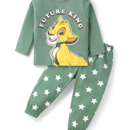 Babyhug Disney Single Jersey Knit Full Sleeves Night Suit with Simba Graphic - Green-image-70