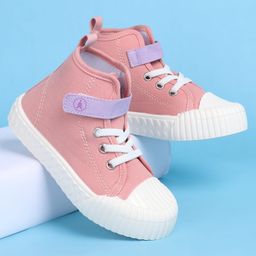 Pine Kids Velcro Closure Casual Shoes With Lace Detailing - Pink & White-image-58