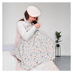 Moms Home Organic Cotton Muslin Nursing Cover for Breastfeeding Feeding Apron White & Pink Blossom-image-35