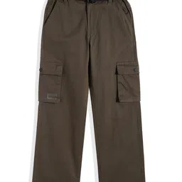 CAVIO Cotton Blend Woven Full Length Solid Cargo Pants With Belt Set - Olive Green-picture-15