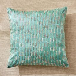Home Centre Velour Green Embroidered Square Cushion Covers-picture-7